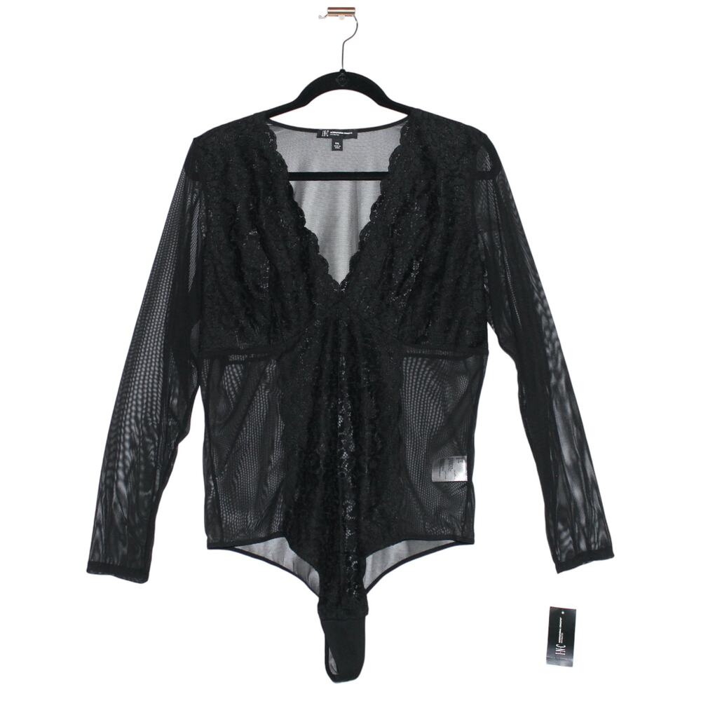 INC International Concepts Black Lace Bodysuit XXL NWT